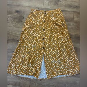DR2 A-Line Skirt in Mustard Polka Dot